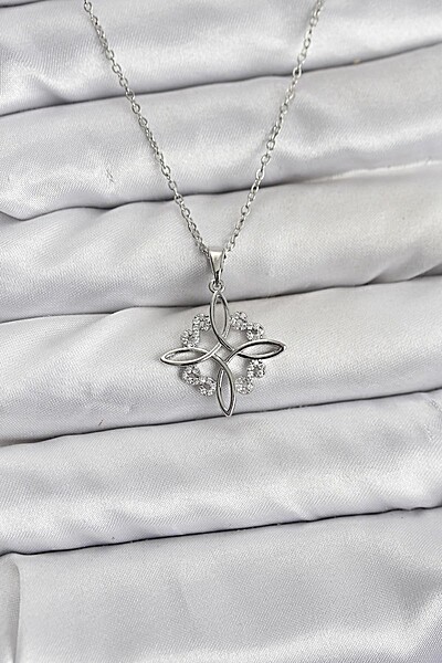 316l çelik Zincir Gümüş Renk Sonsuzluk Model Zirkon Taşlı Kadın Kolye