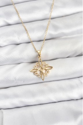 316l çelik Zincir Gold Renk Sonsuzluk Model Zirkon Taşlı Kadın Kolye