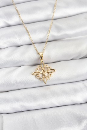 316l çelik Zincir Gold Renk Sonsuzluk Model Zirkon Taşlı Kadın Kolye