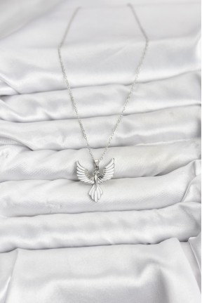 316l çelik Zincir Gümüş Renk Anka Kuşu Model Kadın Kolye