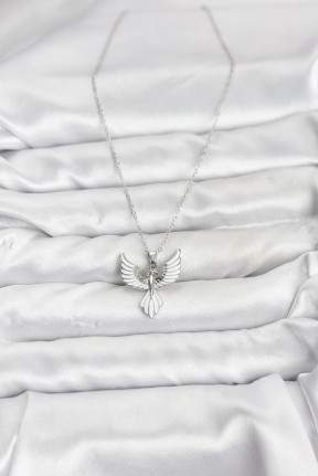 316l çelik Zincir Gümüş Renk Anka Kuşu Model Kadın Kolye