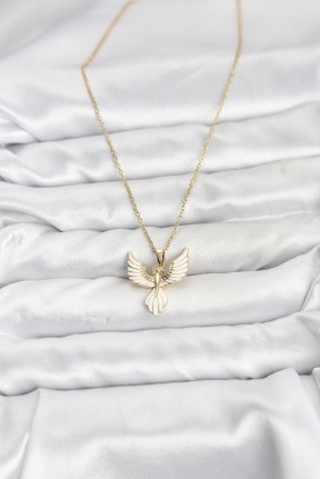 316l çelik Zincir Gold Renk Anka Kuşu Model Kadın Kolye