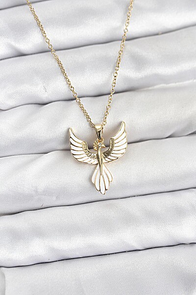 316l çelik Zincir Gold Renk Anka Kuşu Model Kadın Kolye