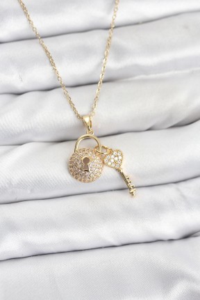 316l çelik Zincir Gold Renk Kilit Anahtar Model Zirkon Taşlı Kadın Kolye 316l çelik Zincir Gold Renk Kilit Anahtar Model Zirkon Taşlı Kadın Kolye
