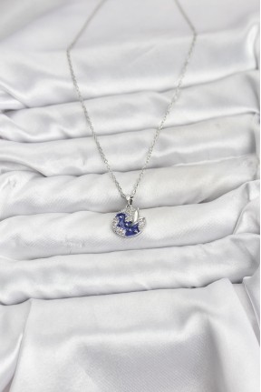 316l çelik Zincir Gümüş Renk Gece Model Zirkon Taşlı Kadın Kolye