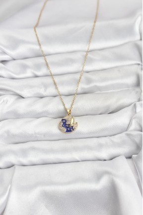 316l çelik Zincir Gold Renk Gece Model Zirkon Taşlı Kadın Kolye