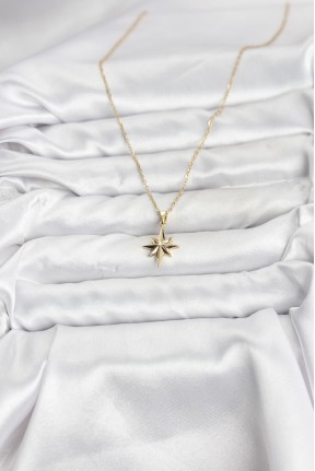 316l çelik Zincir Gold Renk Kutup Yıldızı Model Kadın Kolye