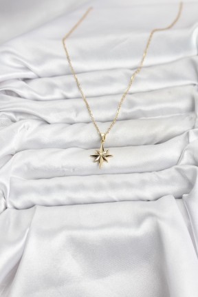 316l çelik Zincir Gold Renk Kutup Yıldızı Model Kadın Kolye