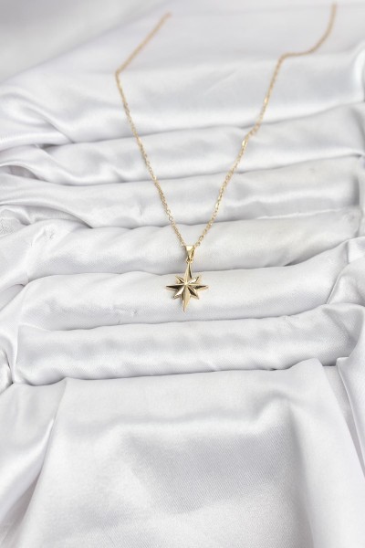316l çelik Zincir Gold Renk Kutup Yıldızı Model Kadın Kolye
