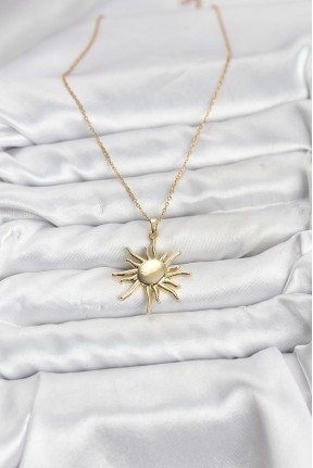 316l çelik Zincir Gold Renk Güneş Model Kadın Kolye