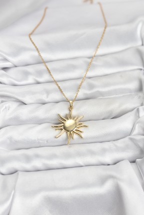 316l çelik Zincir Gold Renk Güneş Model Kadın Kolye 316l çelik Zincir Gold Renk Güneş Model Kadın Kolye