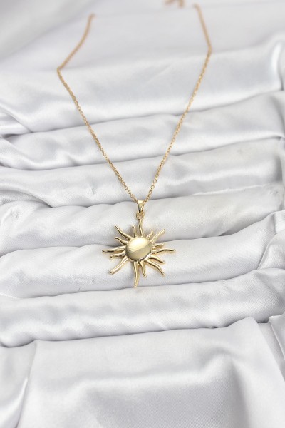 316l çelik Zincir Gold Renk Güneş Model Kadın Kolye