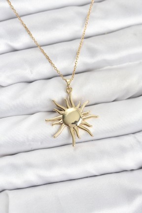 316l çelik Zincir Gold Renk Güneş Model Kadın Kolye 316l çelik Zincir Gold Renk Güneş Model Kadın Kolye