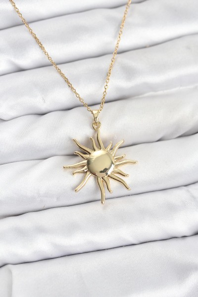 316l çelik Zincir Gold Renk Güneş Model Kadın Kolye