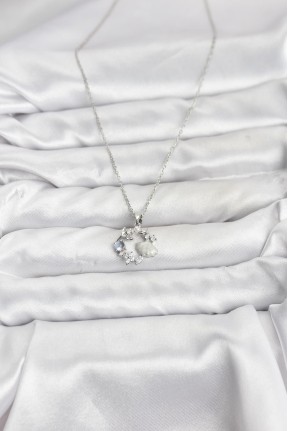 316l çelik Zincir Gümüş Renk Deniz Tema Model Zirkon Taşlı Kadın Kolye