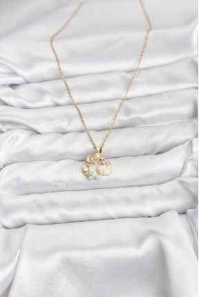 316l çelik Zincir Gold Renk Deniz Tema Model Zirkon Taşlı Kadın Kolye