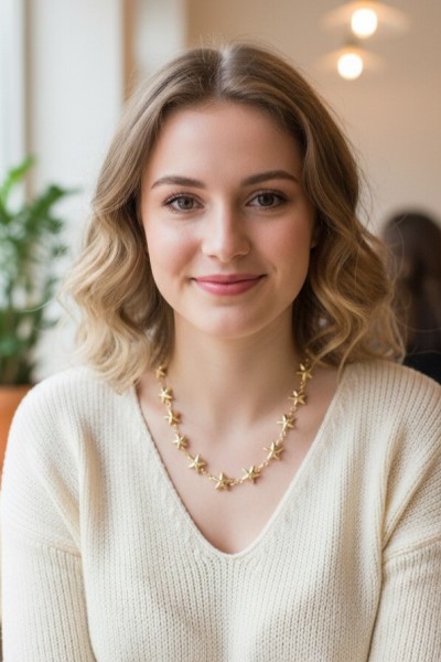 Yıldız Model Pirinç Gold Renk Kadın Kolye