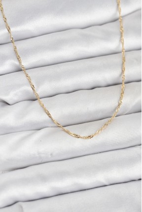 Cm 14k Gold Renk Pirinç Ezme Burgu Model Kadın Kolye Cm 14k Gold Renk Pirinç Ezme Burgu Model Kadın Kolye