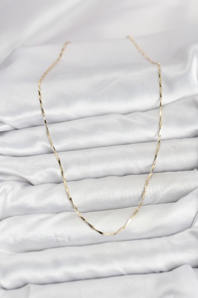 Cm 14k Gold Renk İnce Kesim çubuk Model Zincir Kadın Kolye