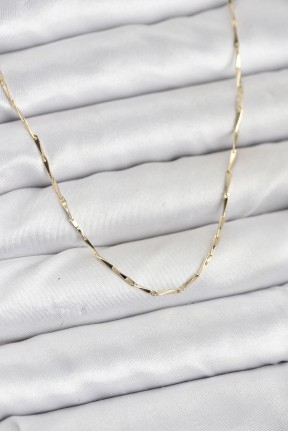 Cm 14k Gold Renk İnce Kesim çubuk Model Zincir Kadın Kolye