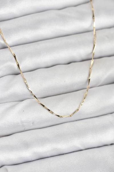 Cm 14k Gold Renk İnce Kesim çubuk Model Zincir Kadın Kolye