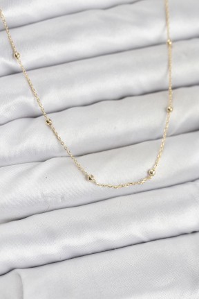 Cm 14k Gold Renk Minik Top Zincirli Kadın Kolye Cm 14k Gold Renk Minik Top Zincirli Kadın Kolye