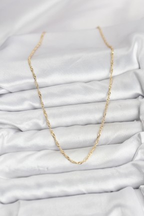 Cm 14k Gold Renk Yassı Burgulu Model Kadın Kolye Cm 14k Gold Renk Yassı Burgulu Model Kadın Kolye