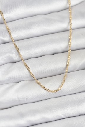 Cm 14k Gold Renk Yassı Burgulu Model Kadın Kolye Cm 14k Gold Renk Yassı Burgulu Model Kadın Kolye