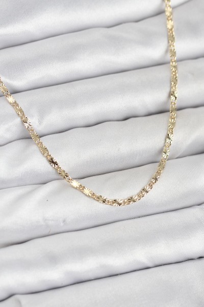 Cm 14k Gold Renk Lazerli Zincir Model Kadın Kolye