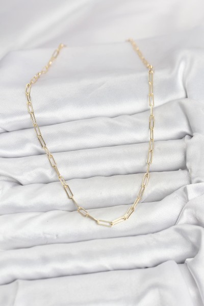 Cm 14k Gold Renk Pirinç Ataç Zincir Kadın Kolye