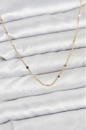 Cm 14k Gold Renk Ezme Pul Model 60 Cm Kadın Kolye Cm 14k Gold Renk Ezme Pul Model 60 Cm Kadın Kolye
