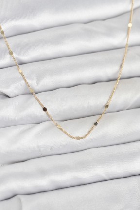 Cm 14k Gold Renk Ezme Pul Model 60 Cm Kadın Kolye