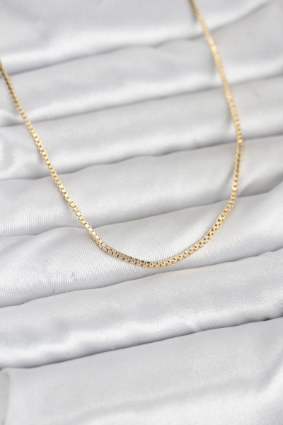 Cm 14k Gold Renk Kare Zincirli Model 60 Cm Kadın Kolye Cm 14k Gold Renk Kare Zincirli Model 60 Cm Kadın Kolye