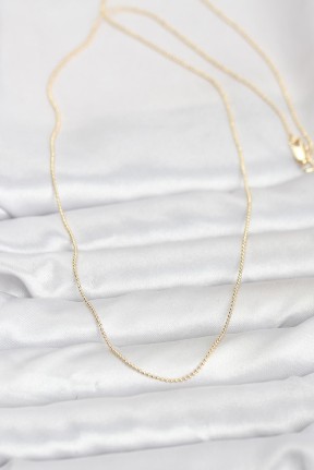 Cm 14k Gold Renk İnce Top Zincirli 60 Cm Kadın Kolye