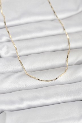 Cm 14k Gold Renk çubuk Kesme Zincir Model 60 Cm Kadın Kolye