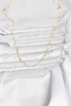 Cm 14k Gold Renk Yassı Zincir Model 60 Cm Kadın Kolye