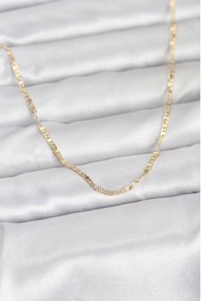 Cm 14k Gold Renk Yassı Zincir Model 60 Cm Kadın Kolye