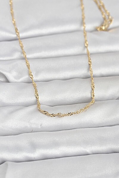 Cm 14k Gold Renk Burgu Zincirli 60 Cm Kadın Kolye Cm 14k Gold Renk Burgu Zincirli 60 Cm Kadın Kolye