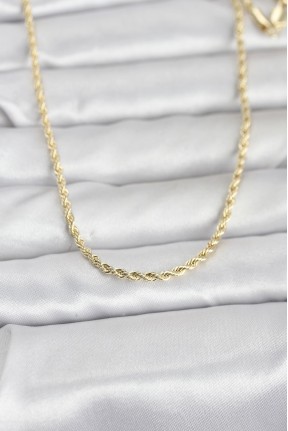 Cm 14k Gold Renk Burgu Model Zincirli 60 Cm Kadın Kolye