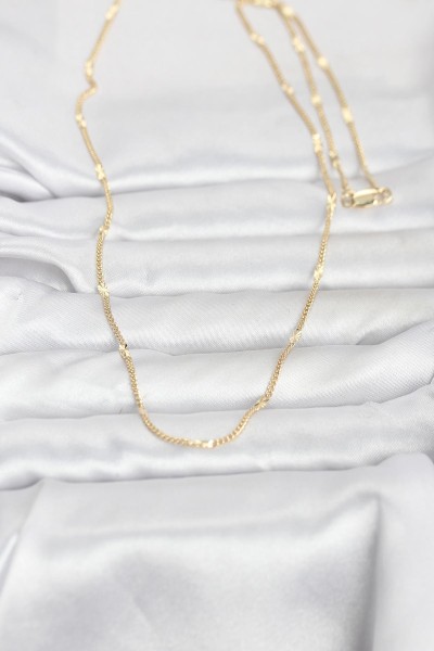 Cm 14k Gold Renk Lazer Puntalı Model 60 Cm Kadın Kolye