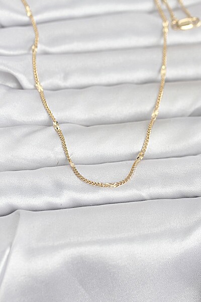 Cm 14k Gold Renk Lazer Puntalı Model 60 Cm Kadın Kolye