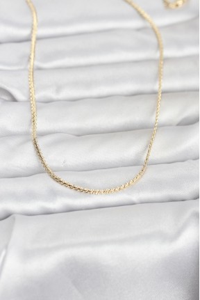 Cm 14k Gold Renk Yassı Zincir Model 60 Cm Kadın Kolye