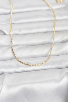 Cm 14k Gold Renk Yassı Zincir Model 60 Cm Kadın Kolye