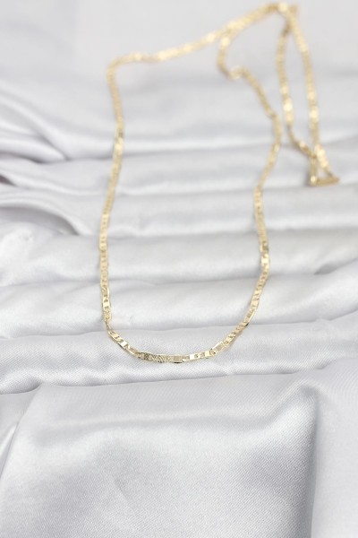 Cm 14k Gold Renk Lazerli Yassı Model Zincirli 60 Cm Kadın Kolye Cm 14k Gold Renk Lazerli Yassı Model Zincirli 60 Cm Kadın Kolye