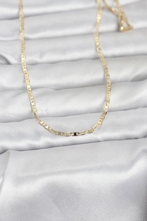 Cm 14k Gold Renk Lazerli Yassı Model Zincirli 60 Cm Kadın Kolye Cm 14k Gold Renk Lazerli Yassı Model Zincirli 60 Cm Kadın Kolye