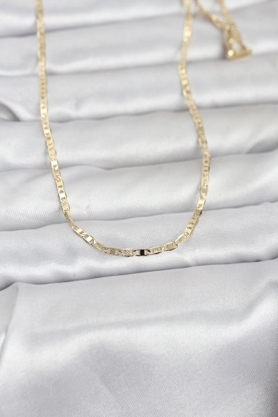 Cm 14k Gold Renk Lazerli Yassı Model Zincirli 60 Cm Kadın Kolye Cm 14k Gold Renk Lazerli Yassı Model Zincirli 60 Cm Kadın Kolye