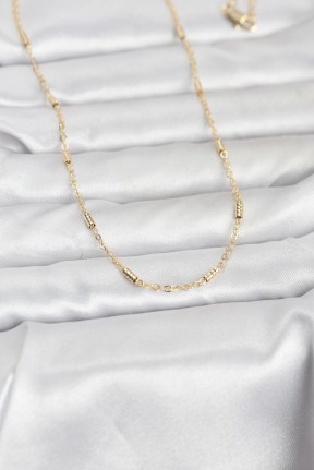 Cm 14k Gold Renk Bar Zincir Model 60 Cm Kadın Kolye