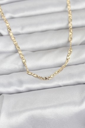 Cm 14k Gold Renk Lazer Zincirli Model 60 Cm Kadın Kolye Cm 14k Gold Renk Lazer Zincirli Model 60 Cm Kadın Kolye