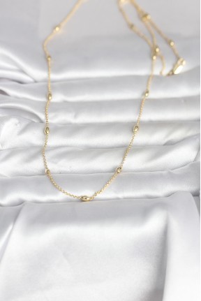 Cm 14k Gold Renk Damla Topçuk Model Zincirli 60 Cm Kadın Kolye