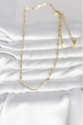 Cm 14k Gold Renk İnce Ataç Zincir Model 60 Cm Kadın Kolye